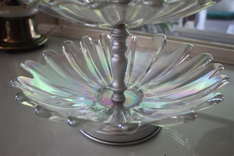 Vintage Federal Glass Company Celestial Iridescent Scalloped Edge