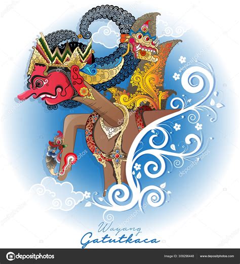 Vector Illustration Modification Wayang Gatutkaca Blue Background Stock