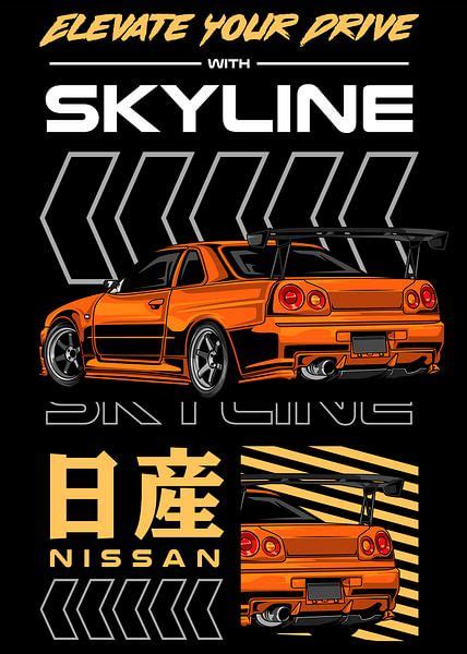 Nissan Skyline Gtr R Jdm Car By Adam Khabibi On Canvas Poster