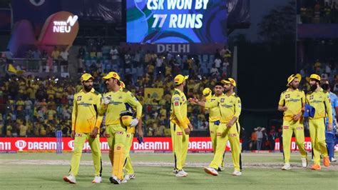 Ipl 2023 Csk Become Second Team To Qualify For Playoffs With Thumping 77 Run Win Over Dc