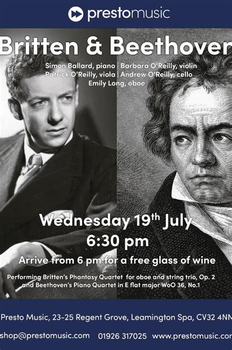 Britten And Beethoven Recital At Presto Music Event Tickets From