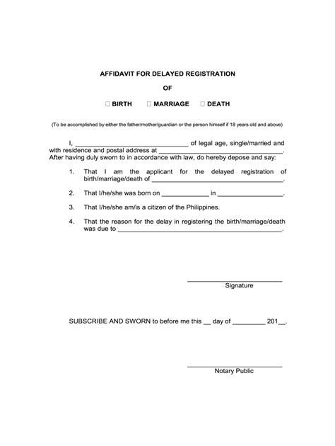 Affidavit Of Delayed Registration Of Birth Sample 2020 2021 Fill And Sign Printable Template