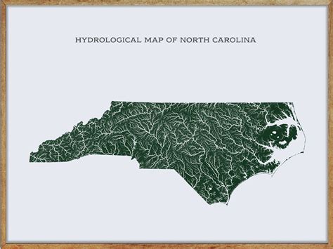 North Carolina Hydrological Map of Rivers and Lakes North - Etsy ...