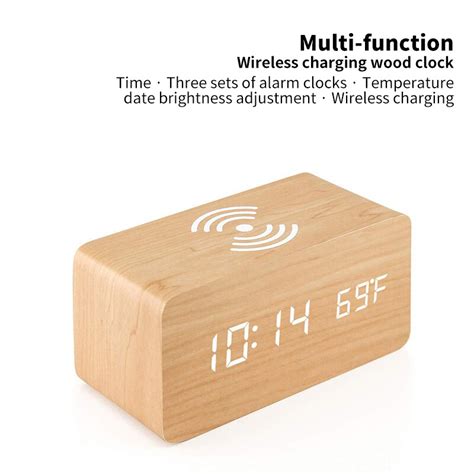 Modern Wooden Wood Digital Led Desk Alarm Clock Th Grandado