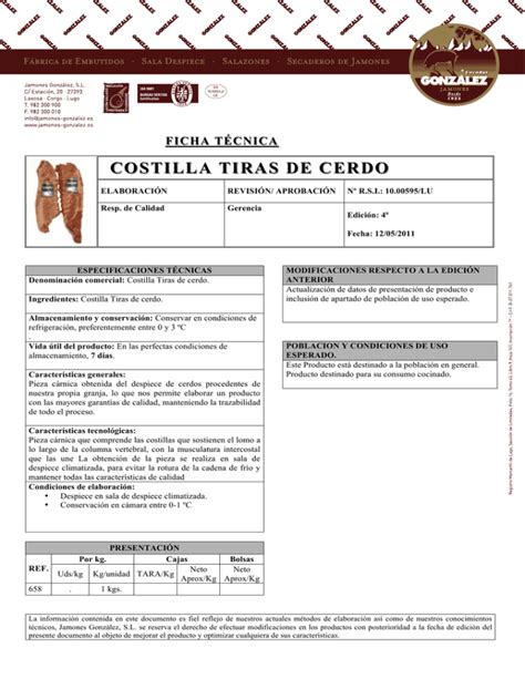 Costilla Tiras Cerdo