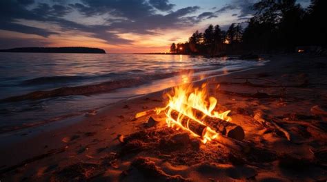 Premium AI Image | Beach Campfire Night