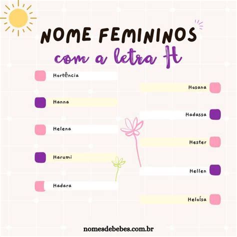 Nome De Menina Com A Letra H