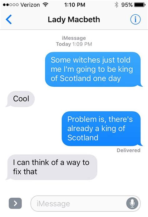 Macbeth As Told In A Series Of Texts The Sparknotes Blog Literature