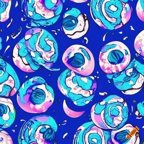 Blue And White Bubble Gum Print Pattern