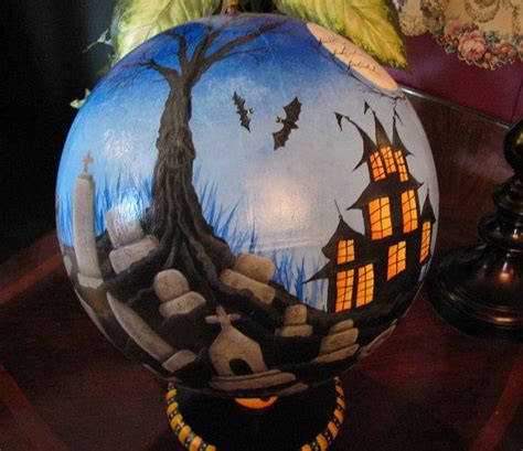 Large Hand Painted Spooky Halloween Scene World Globeofg Team