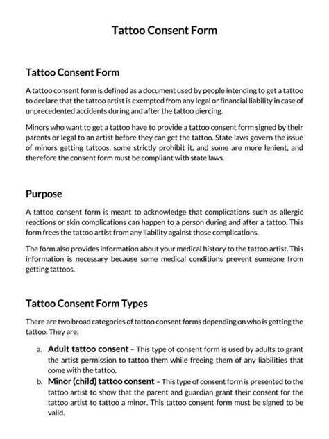 Printable Tattoo Consent Form