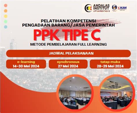 Jadwal Pelatihan Kompetensi Pengadaan Barang Jasa Pemerintah Untuk PPK