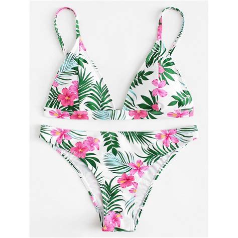 Vick Tropical Print Triangle Bikini Set In 2019 Triangle Bikini Top