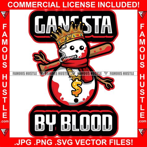 Gangsta By Blood King Snowman Bloody Baseball Bat Smoking Cigar Gold D