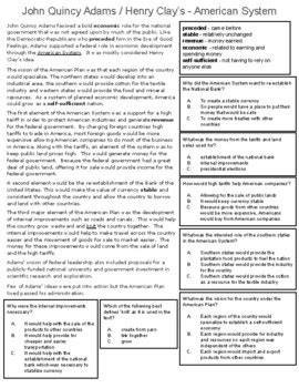 Presidency Of John Quincy Adams Informational Text Reading Activities