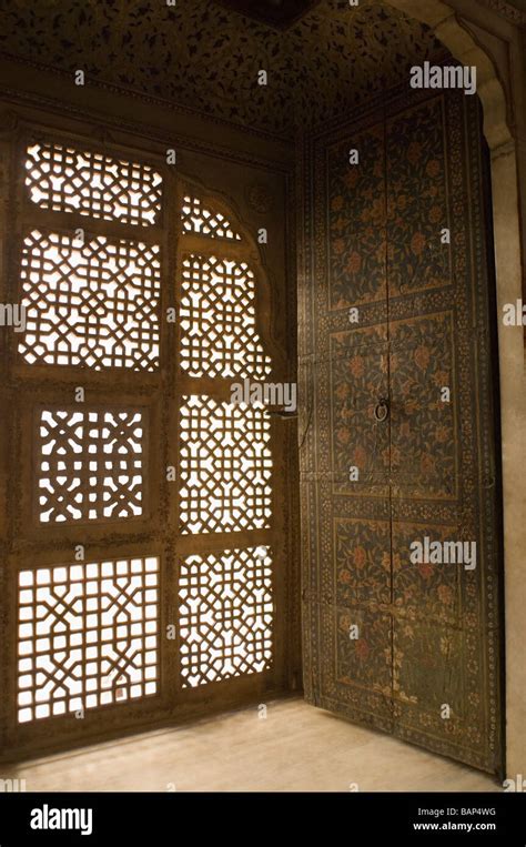 Carving On A Window Junagarh Fort Bikaner Rajasthan India Stock