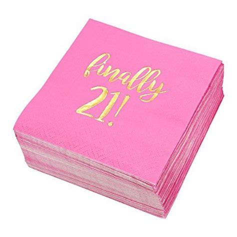 50 Pack Hot Pink Cocktail Napkins Finally 21 Disposabl