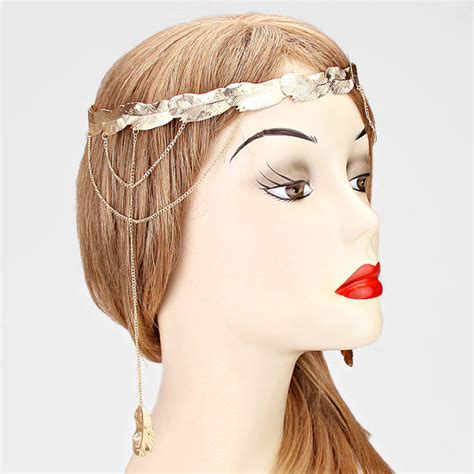 Boho Laurel Wedding Veil Head Chain Lace With Feather Headchain Grecian