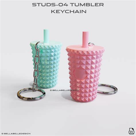 Studded Tumbler Keychain Stl File For 3d Printing Digital Etsy