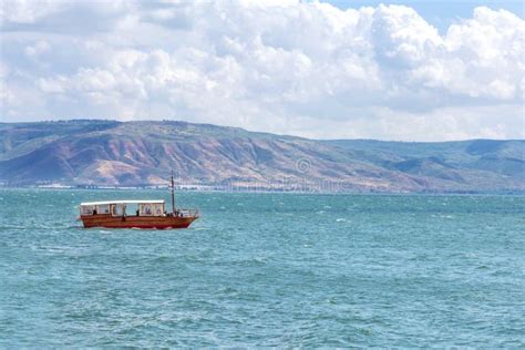 Boat on the Sea of Galilee stock photo. Image of summer - 103223982