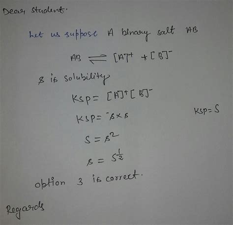 Please Reply Fast If S And S Are Respectively Solubility And