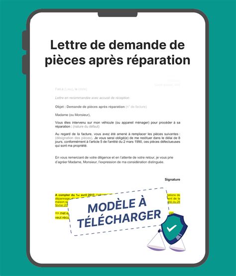 Lettre De Demande De Pi Ces Apr S R Paration Mod Le Gratuit