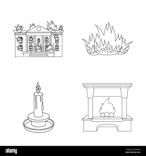Building Bonfire Comic Fireplace Candle Emergency Protection Fight Fire Flame Hot Fireball