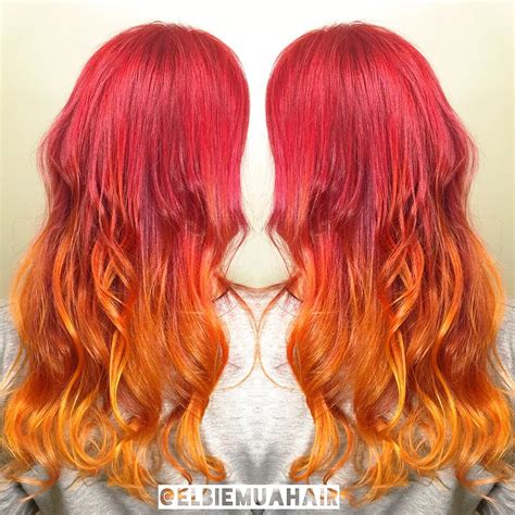 Red/Orange colour fade using L'Oreal Majicontrast | Balayage hair ...