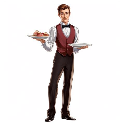 Premium Photo Cartoon Man In Tuxedo Holding A Plate Of Food Generative Ai