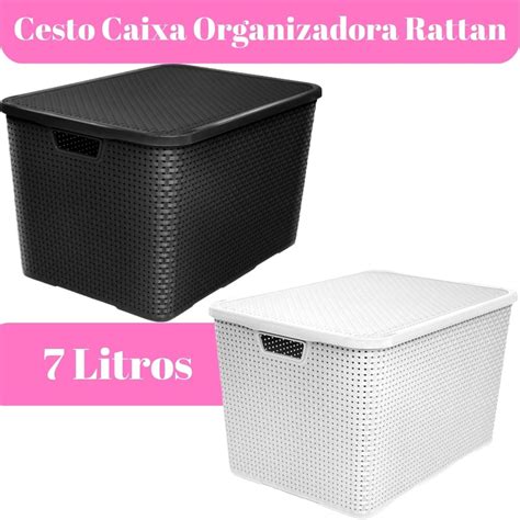 Cesto Caixa Organizadora Rattan Tampa 7L Arqplast Shopee Brasil