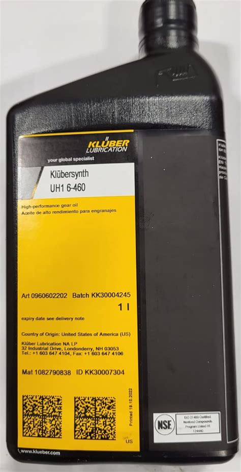 Klubersynth UH1 6 460 Aceite sintético para engranajes de alta