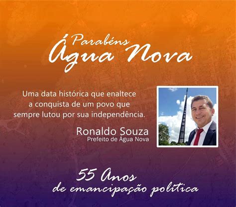 Água Nova Rumo Ao Futuro Água Nova Em Nota Prefeito Ronaldo Souza