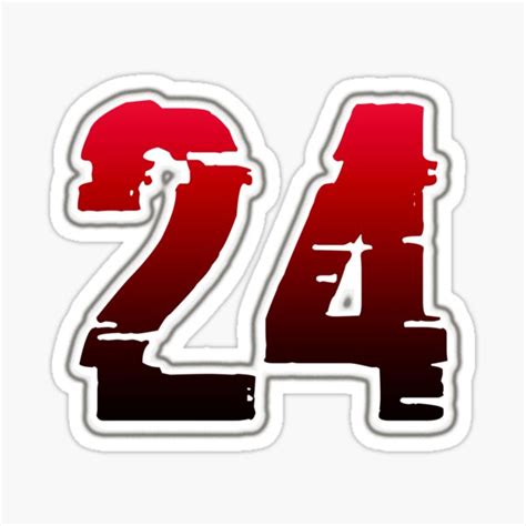 Creepy Red Number 24 Sticker For Sale By Creepy Red Redbubble