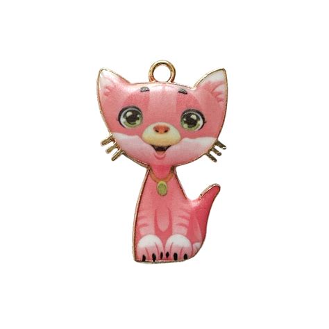 Pink Kitty Enamel Cat Charm Enamel Cat Charm Pink Kitty Charm Pink Cat Charm Kitty Cat Charm