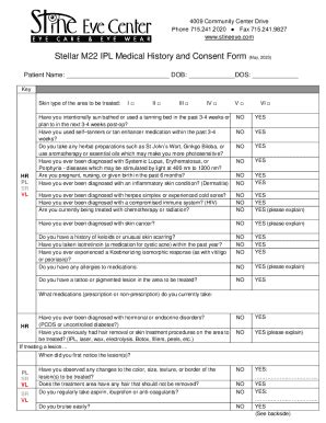 Fillable Online Stellar M Ipl Medical History And Consent Form May