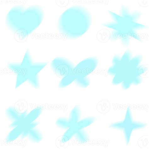 Set Blue Motion Blur Y2k Aura Shapes Abstract Blurred Gradient Shape