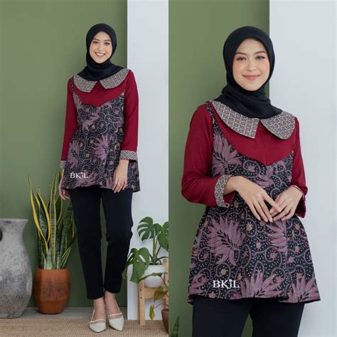 Jual Blus Batik Elegan Motif Unik Model Cantik Premium Formal Baju