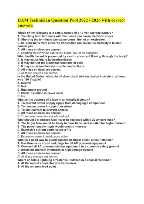HAM Technician Question Pool with correct answers - Ham - Stuvia US