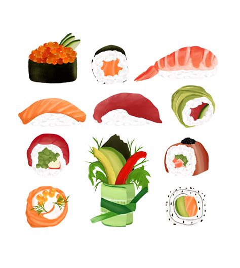 sushi rolls set raw fish menu japanese cuisine 13261185 PNG