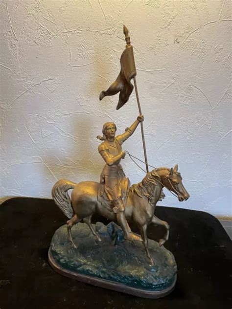 Ancienne Statue Jeanne Darc Sur Son Cheval Eur Picclick Fr