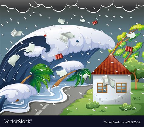 Tsunami Cartoon Tsunami earthquake vectoropenstock kor - Walpaper