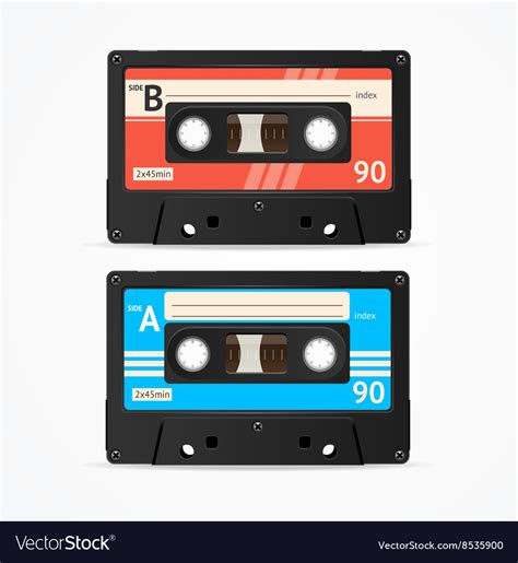 Colorful Cassette Tape Old Set Royalty Free Vector Image