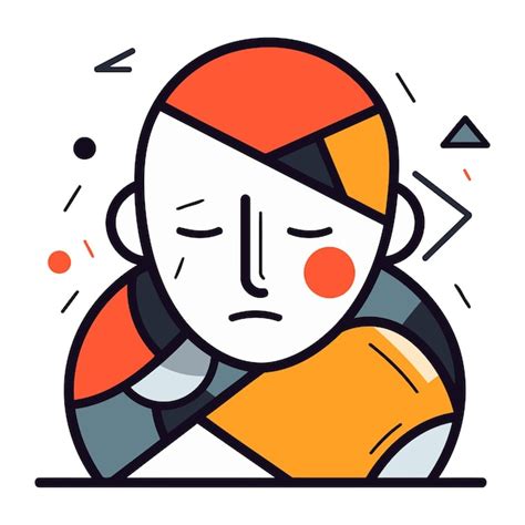 Premium Vector | Vector illustration in flat line style of sad and ... 