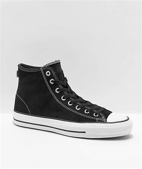 Converse Ctas Pro Hi Black And White Suede Skate Shoes