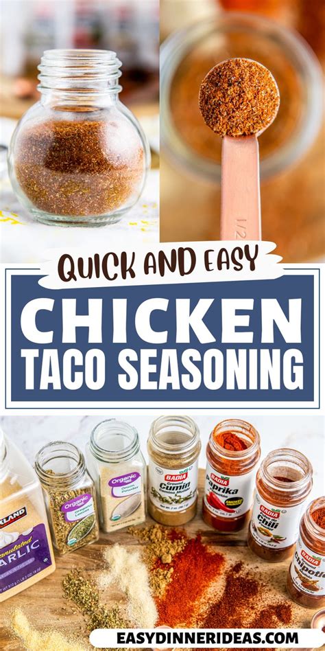 The Chicken Taco Seasoning Recipe Is Shown In This Collage