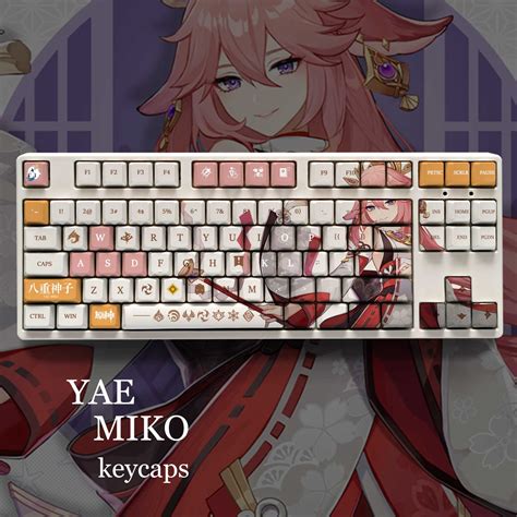 Genshin Impact Theme YAE MIKO PBT Material Keycaps 108 Keycaps