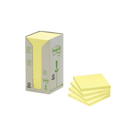 3m Post It Bloc Notes Adhésives Recyclable 76 X 76 Mm Jaune