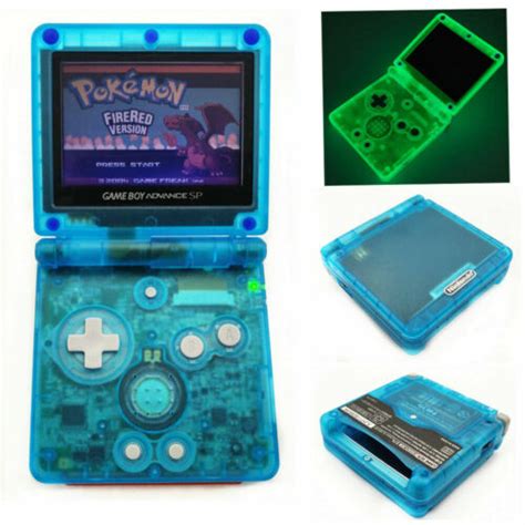 Nintendo Game Boy Advance GBA SP Glow In The Dark Clear Blue System AGS