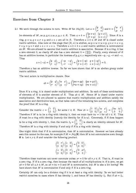 Algebra 2solutions C 3 - Algebra 2: Solutions Exercises from Chapter 3