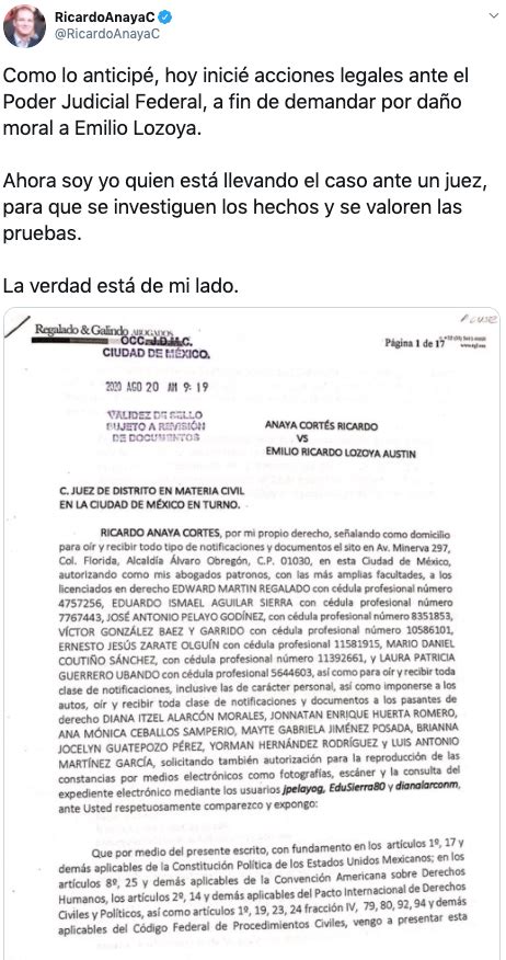 Demanda De Ricardo Anaya Contra Emilio Lozoya Se Debe Tramitar En